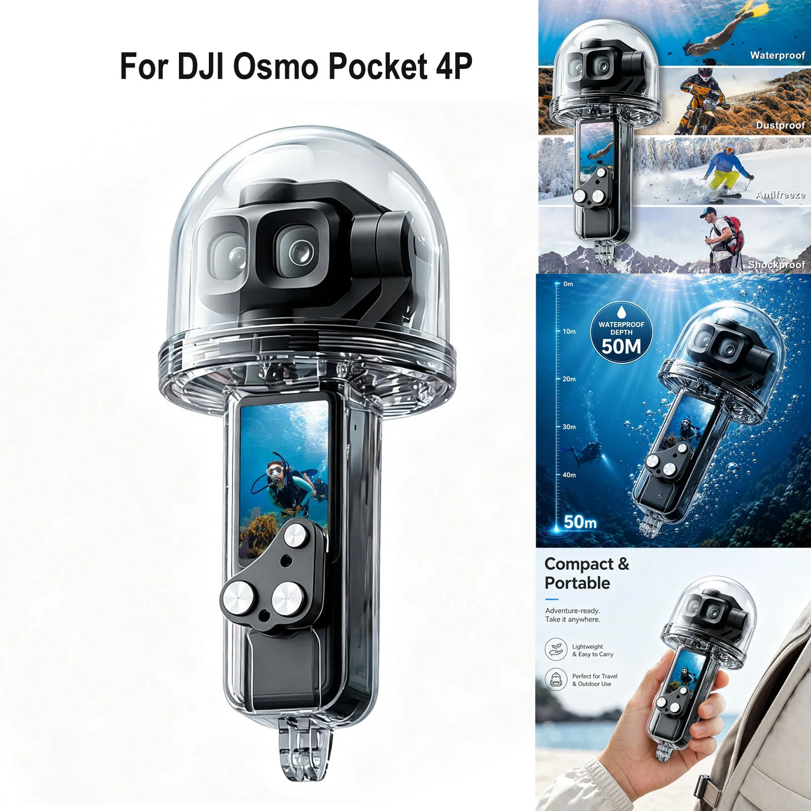 Image of PULUZ 50m Tauchgehäuse für DJI Osmo Pocket 4P Unterwasser Wasserdichtes Gehäuse Tauchabdeckung