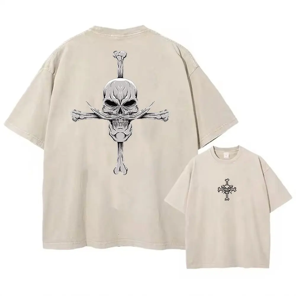 Een Stuk Anime Print Gewassen T-shirt Mannen Hip Hop Streetwear Oversized Vrouwen Korte Mouwen Grafische Tee Zomer Harajuku Casual Top
