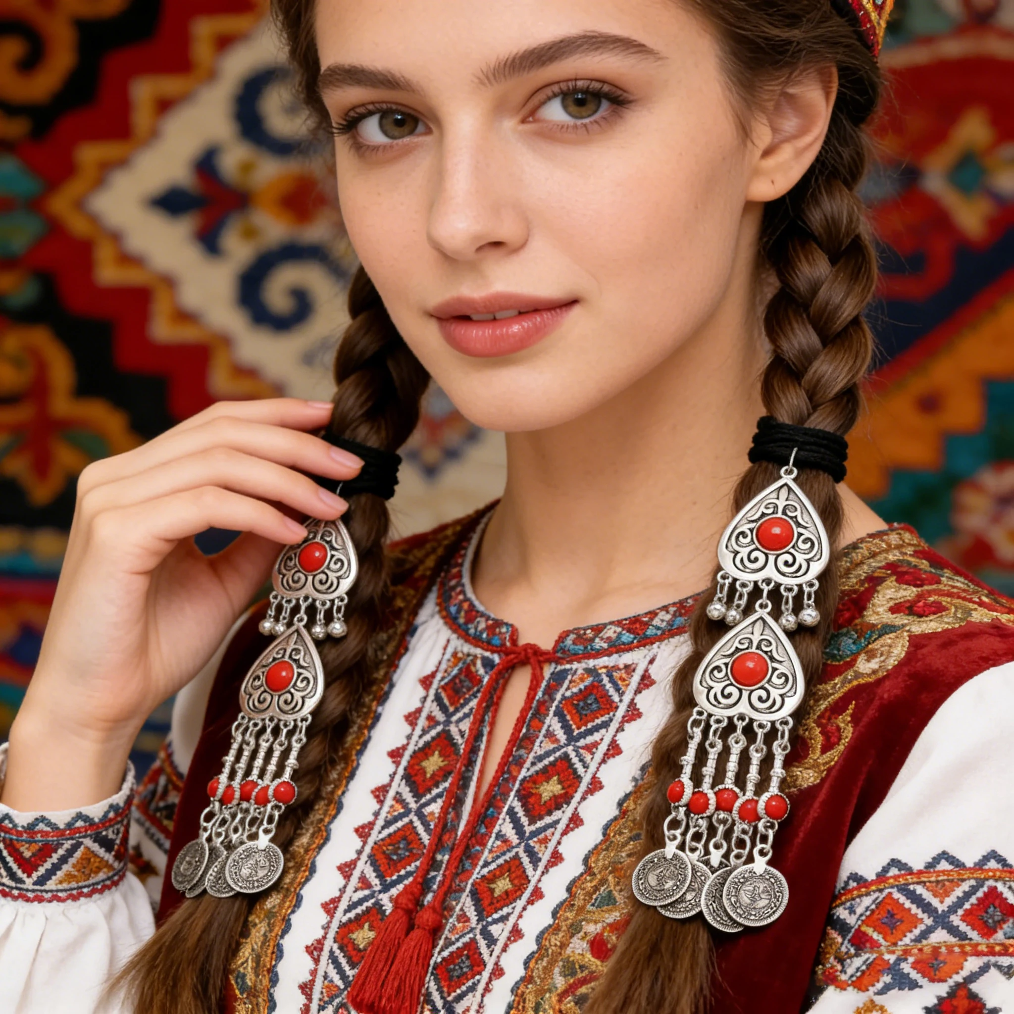 Turkish Vintage Metal Indian Hairdress for Women Boho Big Red Blue Stone Statement Gypsy Tribal Jewelry Gift Hair Accessories