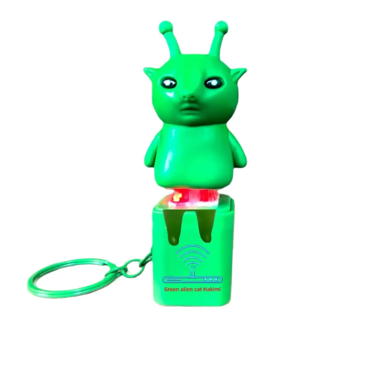 @Green Alien Keychain Funny Press Glowing Button Portable Decompression Keychain With Sound Light Alien EDC Fidget Keyboards Toy