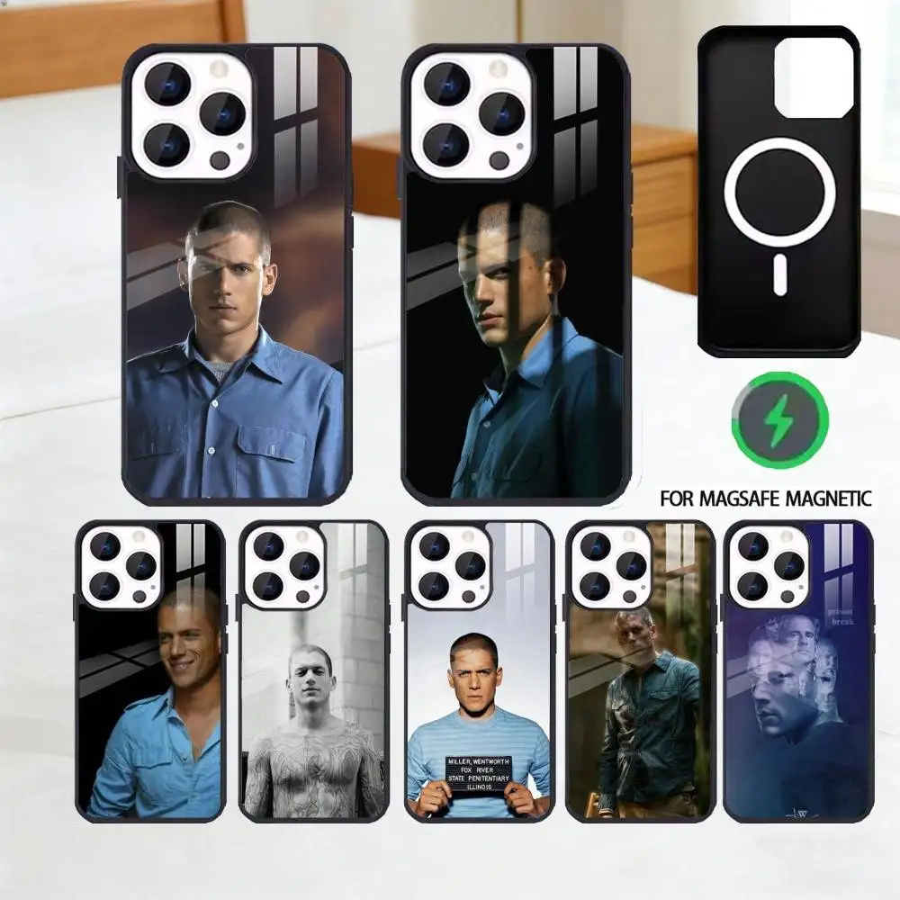 

Чехол для телефона Michael P-Prison B-Break для iPhone 17, 16, 15, 14, 13, 12, Pro Max Plus, беспроводной магнитный чехол Magsafe Mirror