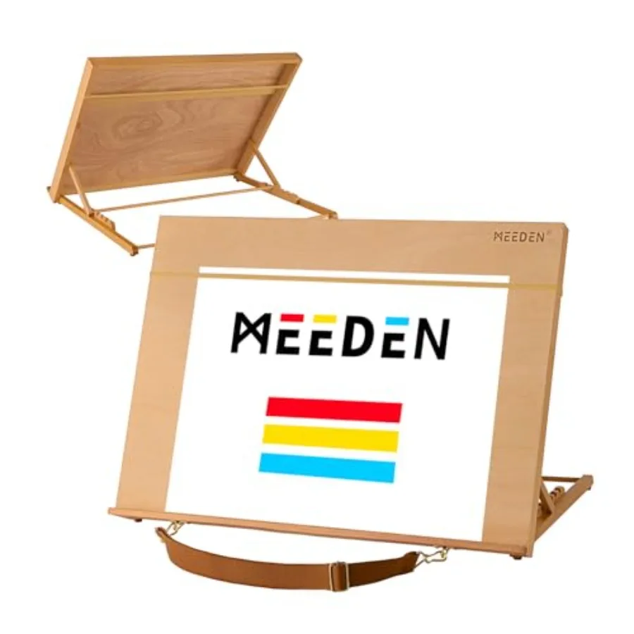 

A2 Wooden Tabletop Easel for Painting 5-Position Adjustable Drawing and Sketching Board with Shoulder Strap Portable Beechwood