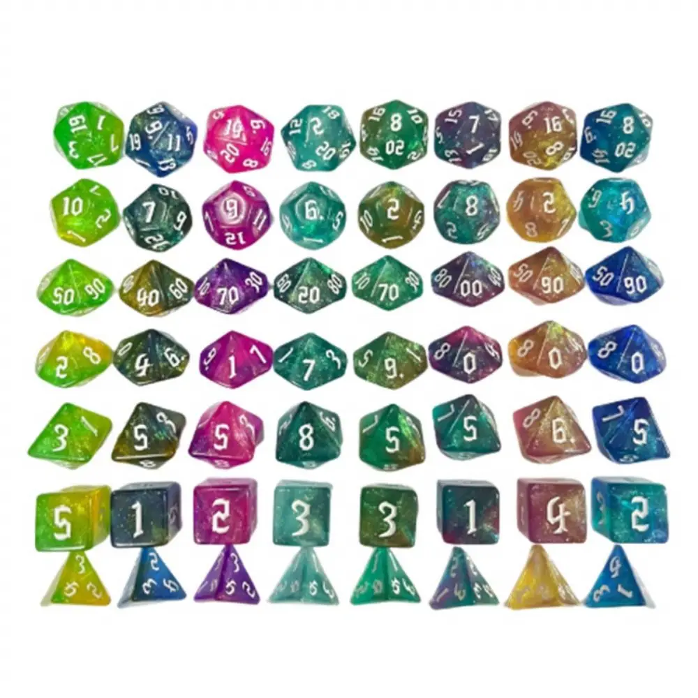 Dados poliédricos acrílicos para jogo de mesa, cores duplas, TRPG DND, D4, D6, D8, D10, D12, D20, 7pcs por conjunto