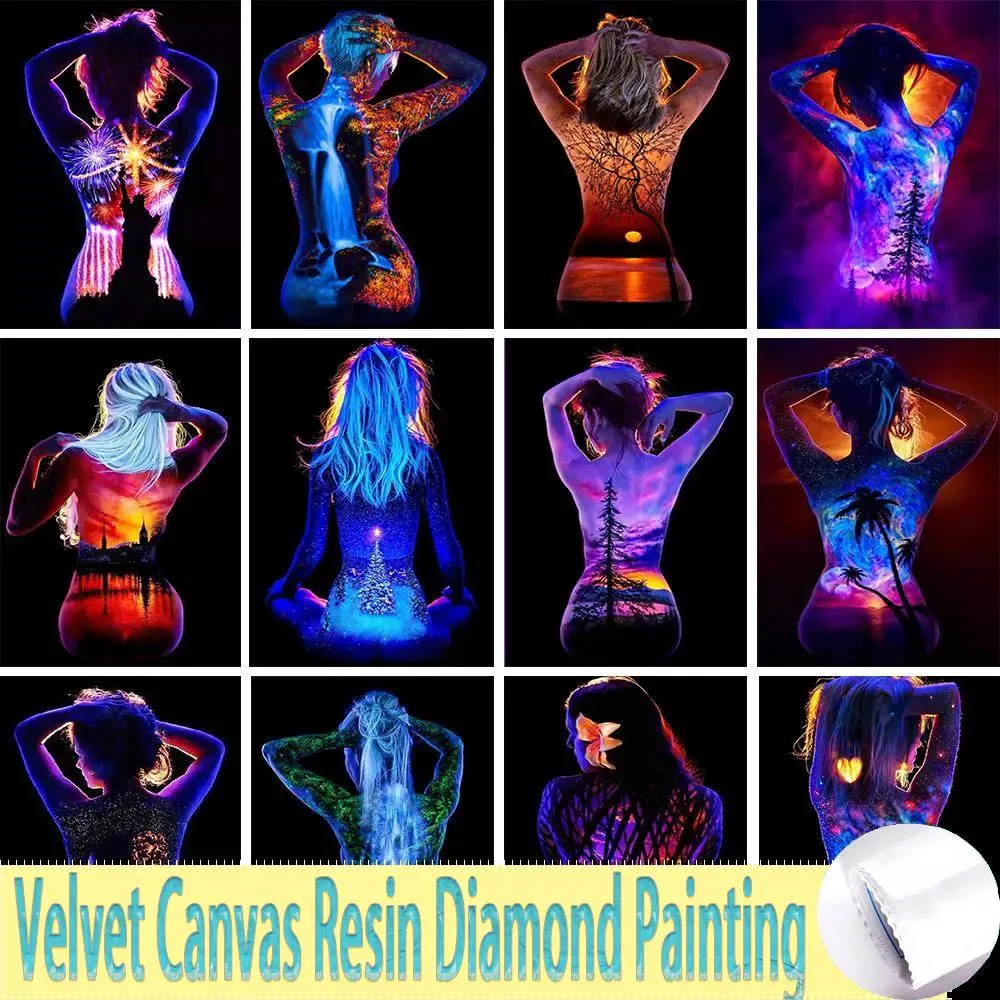 Velvet Canvas Resin Diamond Painting Landscape Mosaic Rhinestone 5d Diy Woman  Square Star Diamond Embroidery Gift New Product