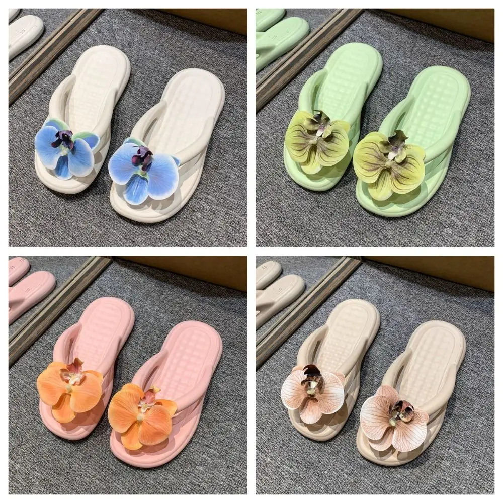 Casual EVA Flower Flip Flops Waterproof Clip Toe Butterfly Orchid Thong Sandals Non-Slip Soft Vacation Beach Slippers Outdoor