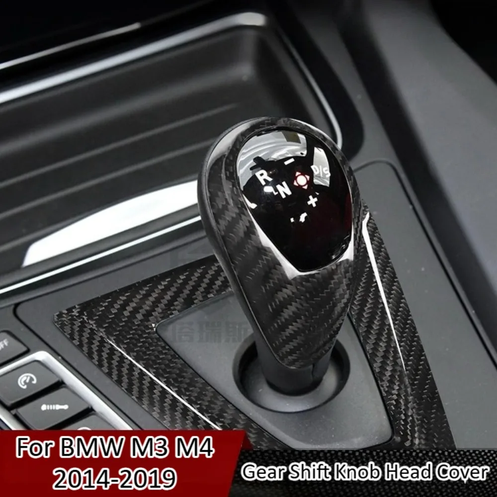 

For BMW M3 M4 2014-2019 Real Carbon Fiber Gear Shift Knob Head Cover Trim Panel Sticker Car Interior Styling Accessories Kit Set