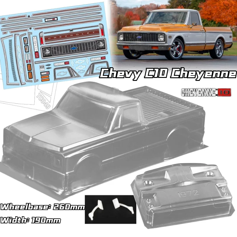 1/10 PC RC shell body 1967 C10 Cheyenne 190mm width classic Pickup truck Transparent shell body lampshade 3R mst yokomo hpi hsp