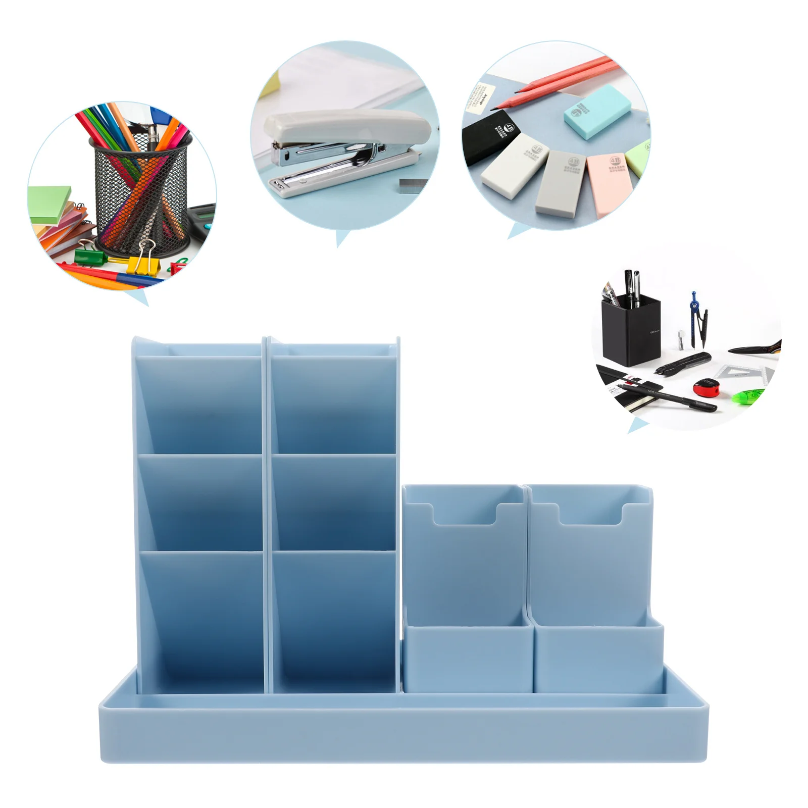 

1Pcs Vertical Pen Organizer ABS Plastic Multi Lattice Design Office Desktop Stationery Case High Low Classification