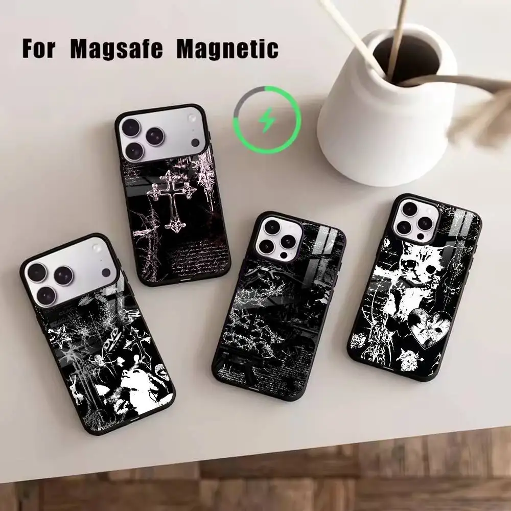 

Gothic Sigilism Cross Phone Case For iPhone17,16,15,14,13,12,11 Plus,Pro Magnetic For Magsafe Wireless Charging