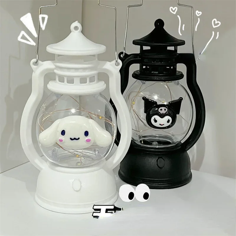 Hello Kitty Kuromi Night Light Retro Travel Kerosene Lamp Oil Light Portable Lantern Vintage Photo Props Camping Street Lights