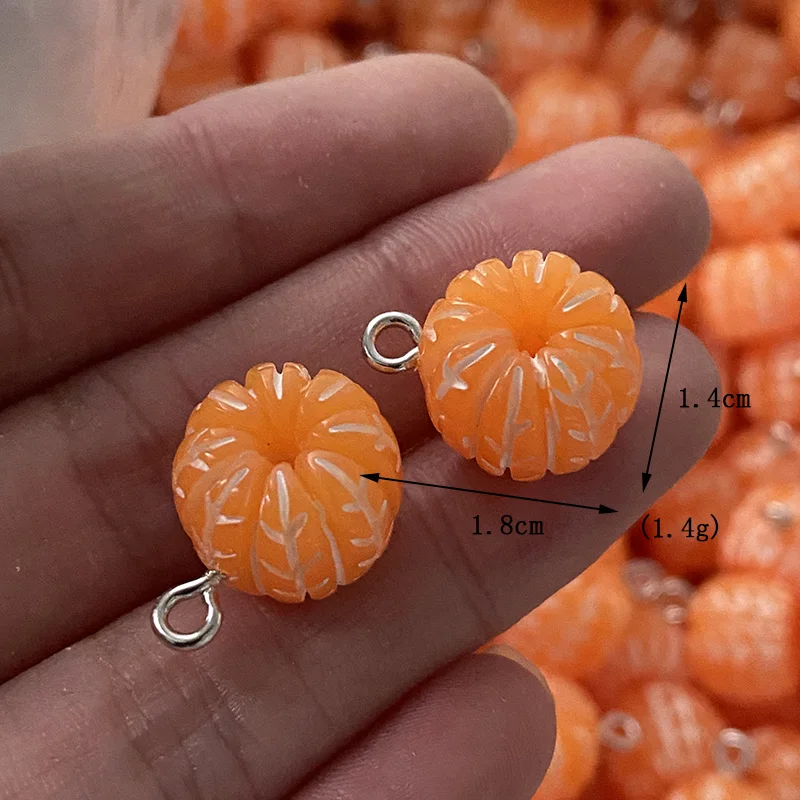 Bulk 100pcs Mini Orange Fruit Resin Charms Wholesale Pendant For Jewlery Making Diy Earring Keychain Necklace Charm Accessory