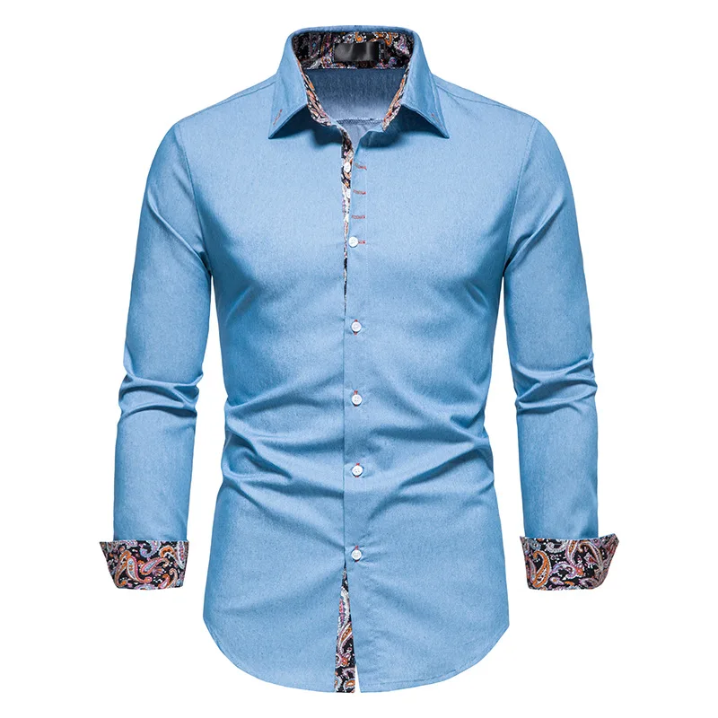 

Hit Color Paisley Cowboy Shirt Men 2024 Brand Slim Fit Long Sleeve Mens Dress Shirts Casual Button Up Shirt Men Camisas Hombre