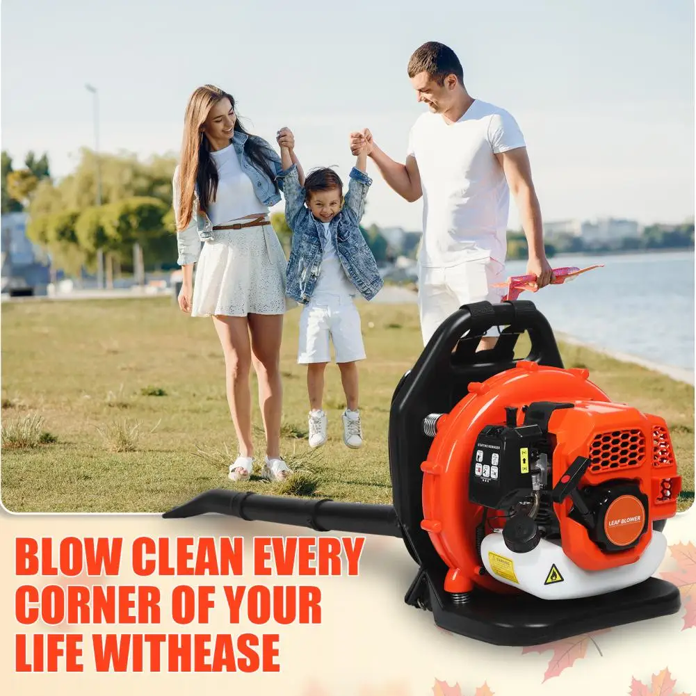 

52CC газовый рюкзак, вентилятор для листьев, 2-тактный двигатель, 550CFM, пылесборник коммерческого класса для очистки патио, инструмент для ухода за газоном