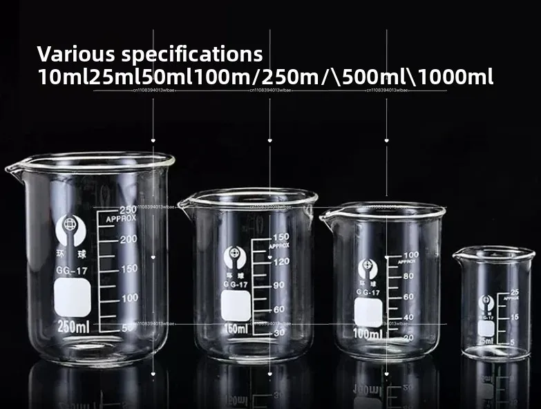 25/50/100/250/500Instruments for Laboratory Chemistry Measuring Cup Pyrex Glass Borosilicate for Scientific Research
