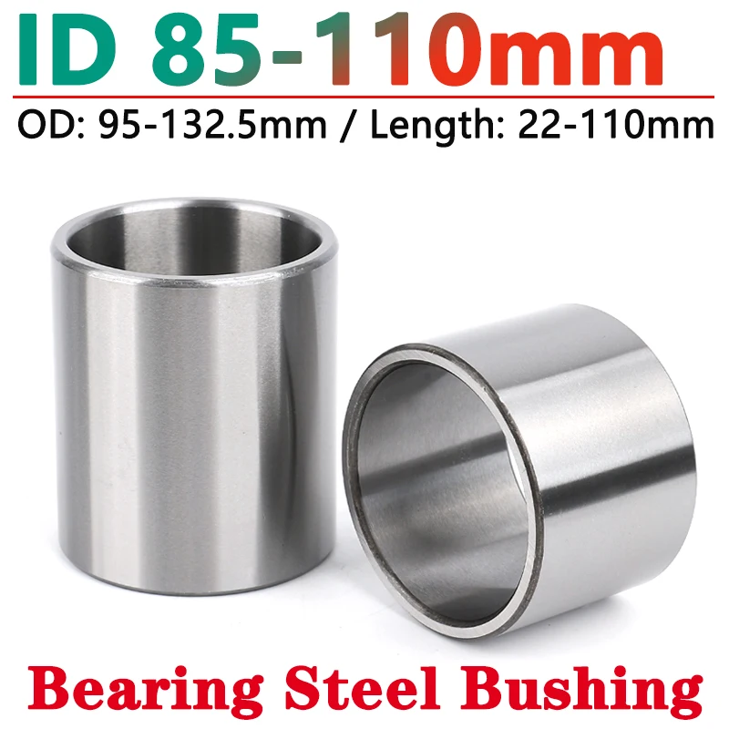 

ID 85/90/95/100/110mm Bearing Steel Bushing Round Hollow Shaft Sleeve Wear Resistant Guide Spacer OD 95-132.5mm Length 22-110mm