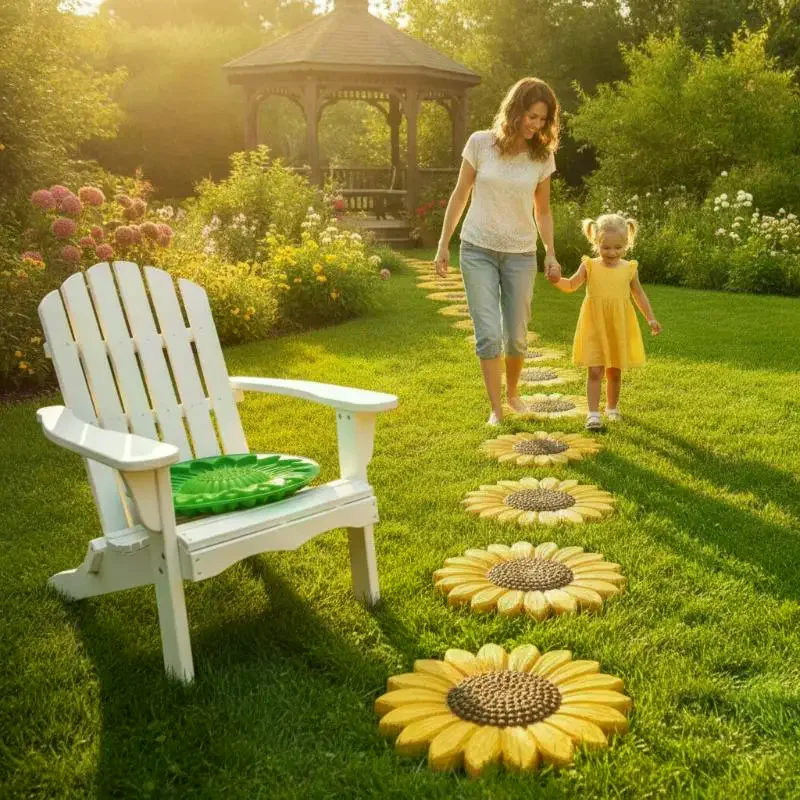 Sunflower Terrace Stone Mold Set, Concrete Garden Trail Making Tool, Reusable Flower Stone Mold For Outdoor Courtyard, Lawn
