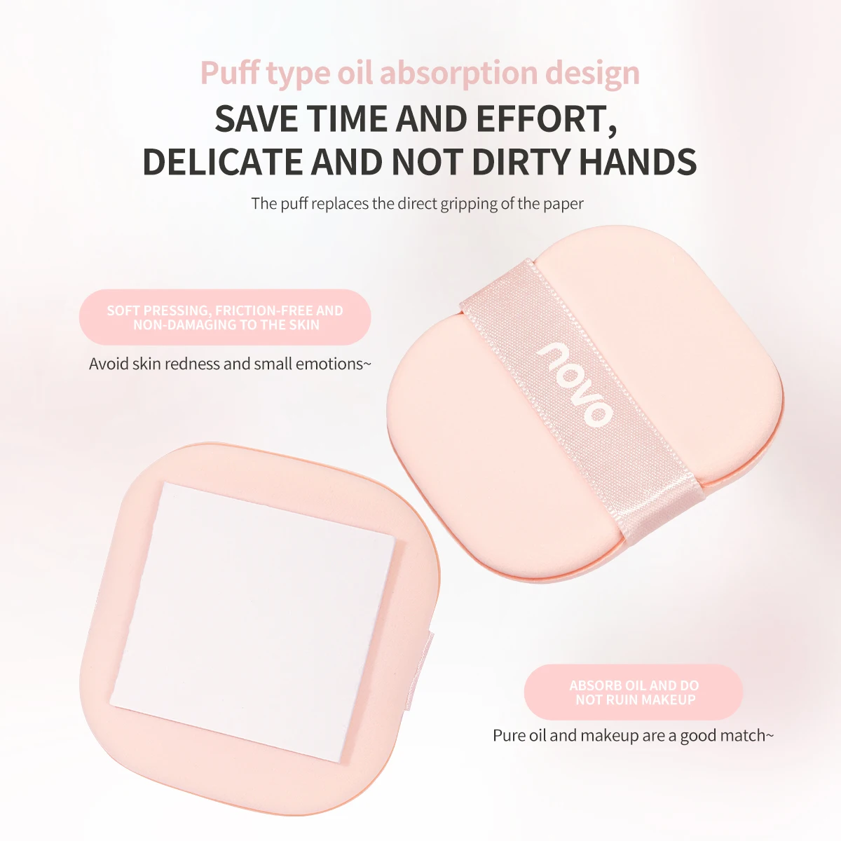 100 vellen olie-absorberend papier met etui en puff draagbaar verfrissend olie verwijderen olie-absorberend gezichtsreinigingsgereedschap met spiegel