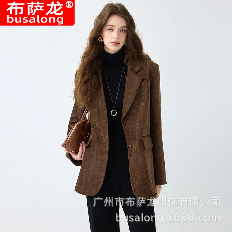 

2025Новый стильный модный костюм, повседневный женский профессиональный пиджак с длинными рукавами, официальная женская одинарная куртка, рабочая одежда1903