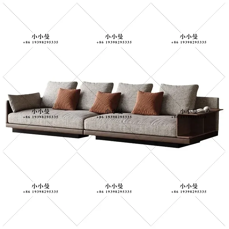 Connelly cotton and linen fabric Italian minimalist small apartment straight row removable sofa