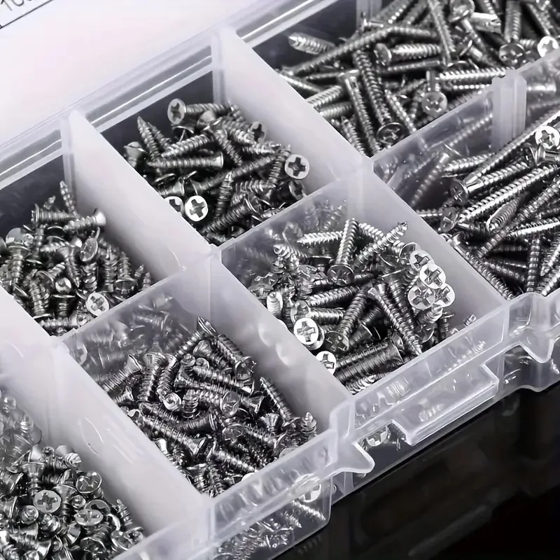 100/620Pcs M2-M4 Wood Self Tapping Screws Assortment Kit Wood Thread Fastener Set