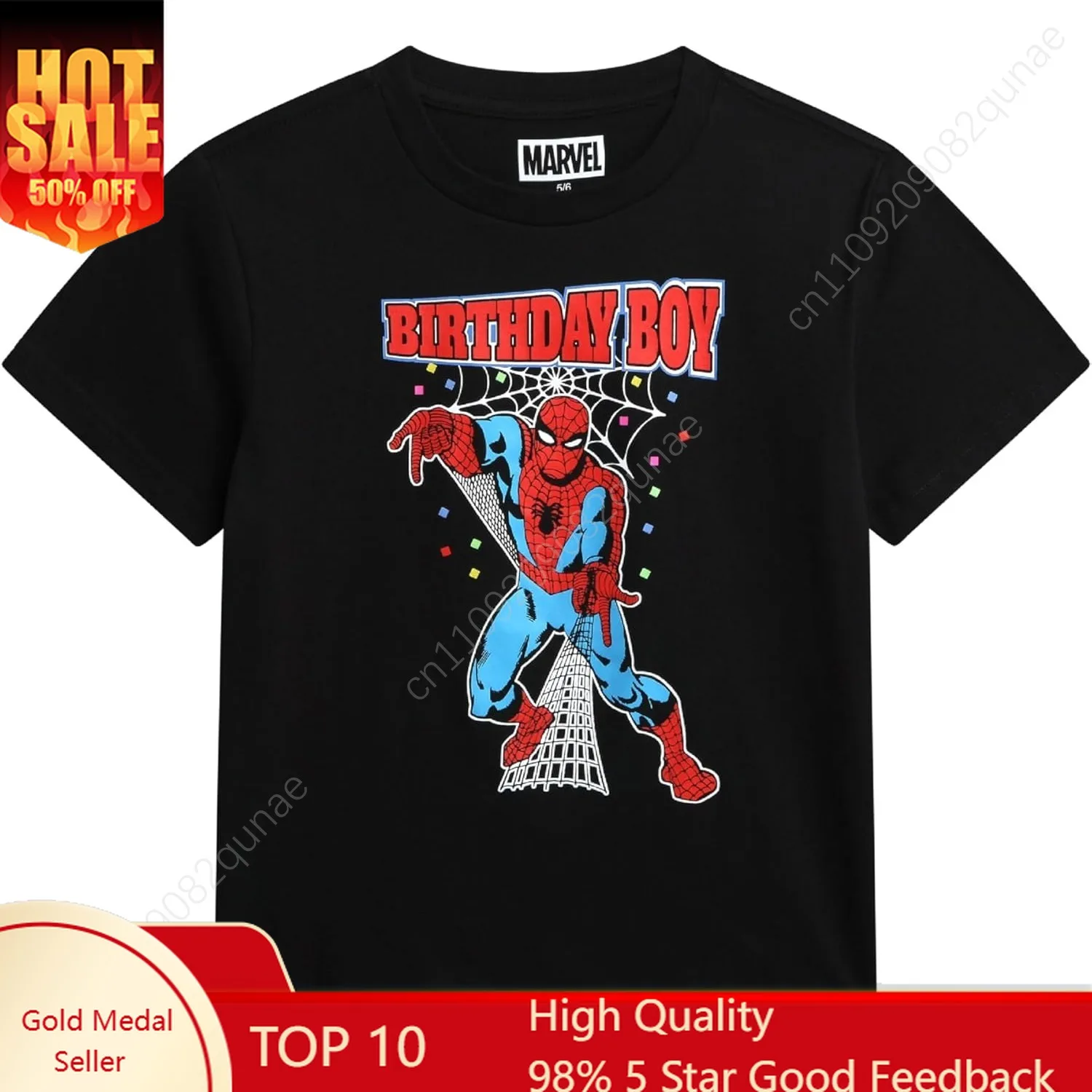 

Marvel Birthday Boy Shirt - Spiderman Short Sleeve Graphic Boys Birthday Mens Shirt