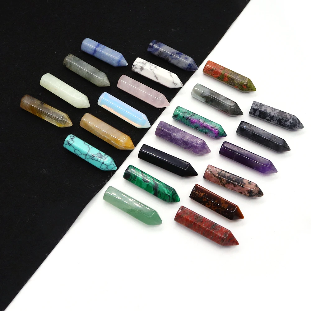

10PCS Hexagonal Prism Reiki Healing Crystal Unakite Flash Labradorite Turquoise Natural Stone Non porous Ornament Home Decoratio