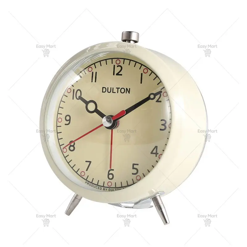 DULTON Silent Retro Metal Small Alarm Clock, Quartz Movement Clock Pendulum Clock