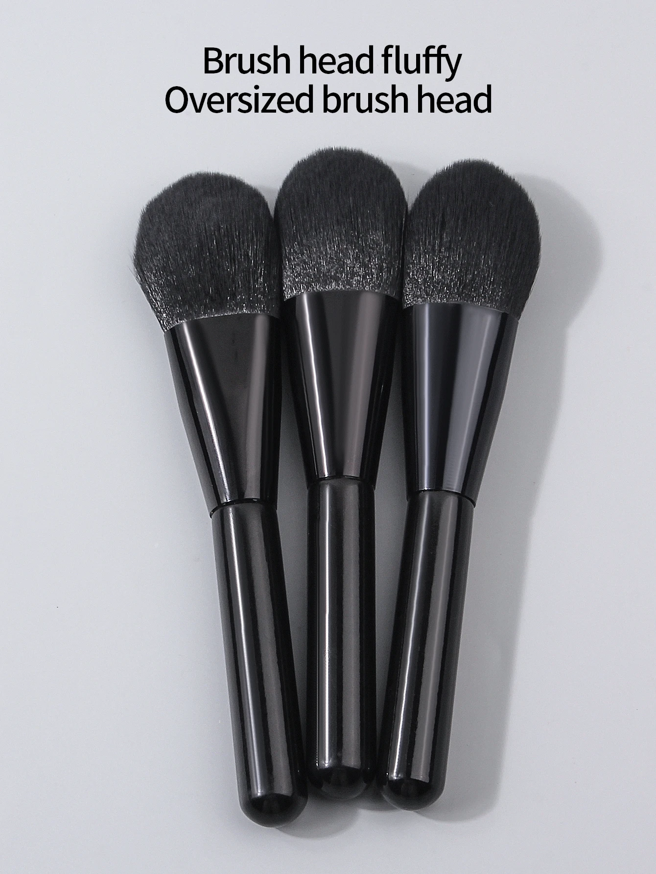 3 pçs todo-preto escova de blush de cerdas macias configuração escova de pó multi-funcional portátil ferramenta de pincel de maquiagem para iniciantes