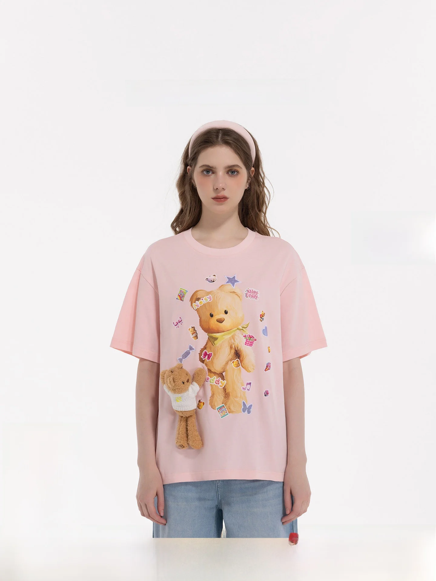 

Удобная футболка с короткими рукавами и круглым вырезом NOISY TEDDY26, новинка лета, милый 3D-принт с медведем, женская модная повседневная хлопковая футболка с принтом
