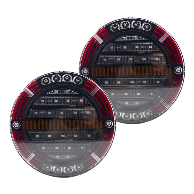 

AEA7-2Pcs Round LED Trailer Tail Light With Brake Light DRL Flow Turn Signal Lamp Car Truck Ships Bus Boat Caravan 12V 24V