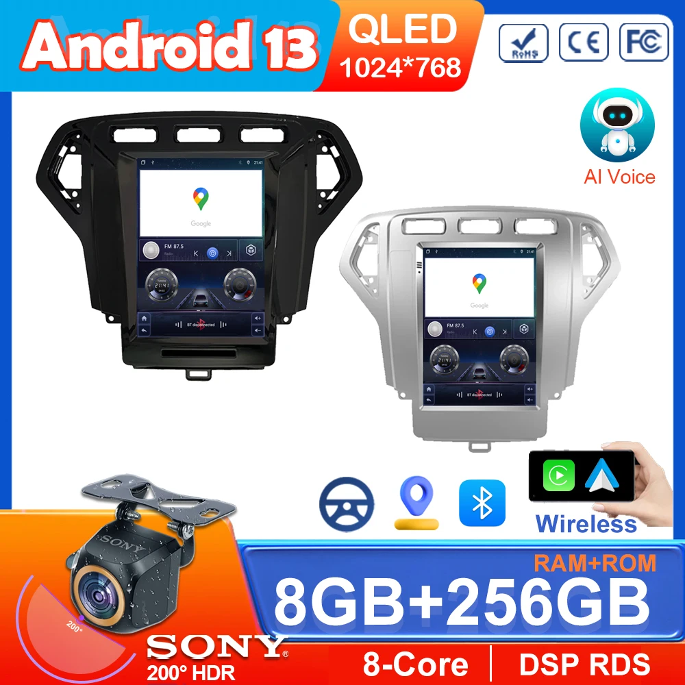 

For Ford Mondeo 2007-2010 Android 12 9.7 Inch Vertical Screen Car GPS Multimedia Radio Head Unit Navigation Carplay