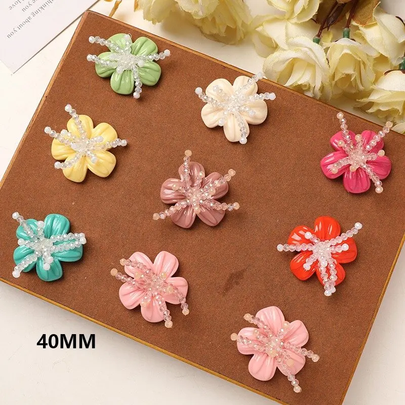 Красочные хрустальные бусины из бисера, украшение в виде персикового цветка, 8 шт., оптовая продажа, смола, кнопка Флоры, свадебные украшения, аксессуар