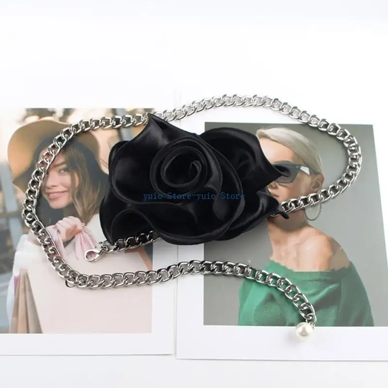 X7XB Ladies Romantic Waist Belt Delicate Camellia Decors Metal Belt Summer Dress Women Summer Seaside Waist Belt