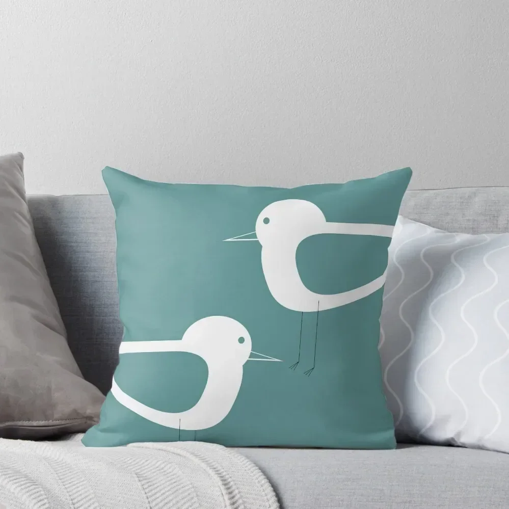 Shorebirds Pair Minimalist Scandinavian Design Teal and White Throw Pillow pillows decor home christmas ornaments 2025 pillow