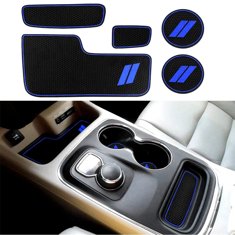 5Pcs For Dodge Durango 2014 2015 2016 2017 2018 2019 2020 Car Cup Holder Mat Insert Coaster Anti-slip Pad Interior Car Styling