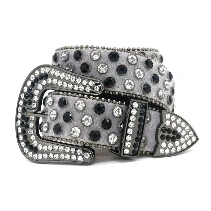 

men casual diamond studded belts soft leather rhinestone belt punk goth women's designer waistband grey pin buckle strapon sash