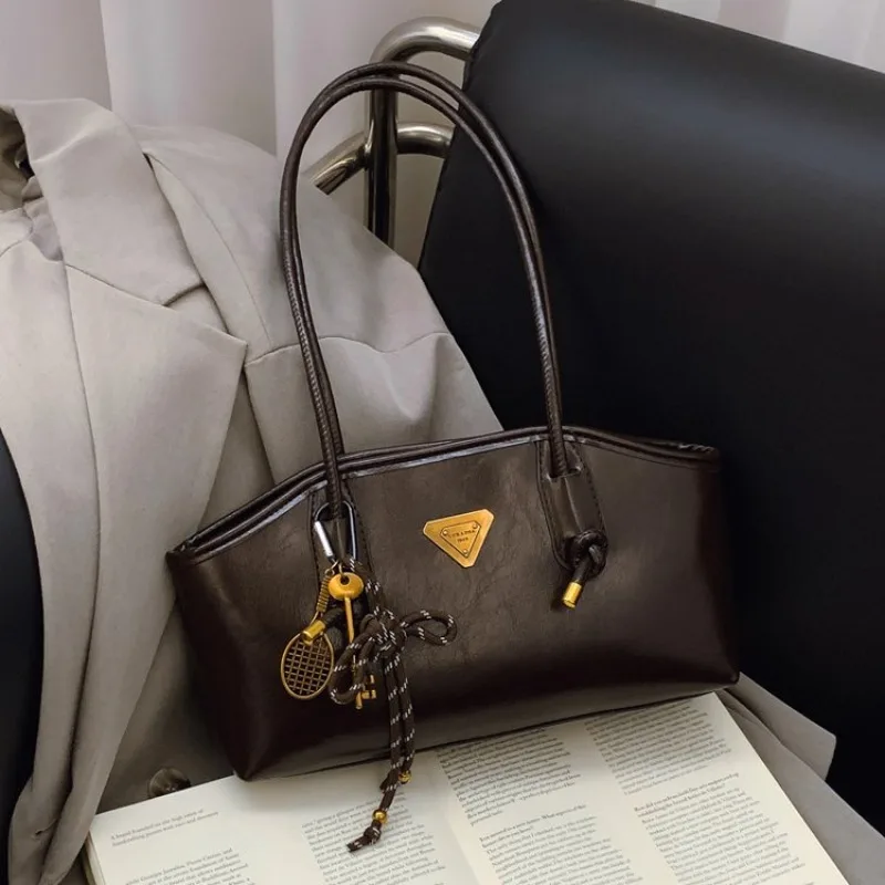 

Luxury Tote Messenger Purse Shopper Solid Color Commuter Elegant Leather Diaper Bag For Women Large Capacity Satchel
