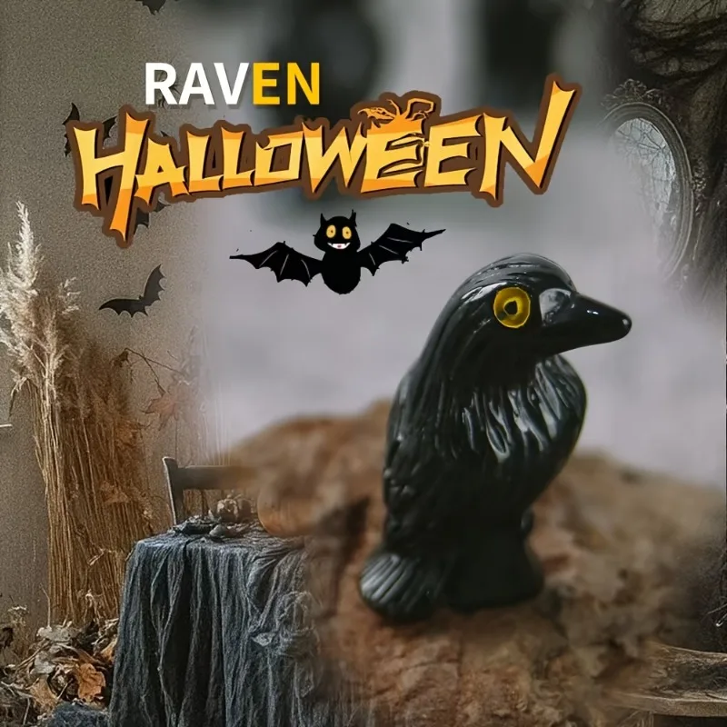 40PCS Mini Raven Ornament Durable Resin Crow For Blind Box Parts Potted Landscape Halloween DIY Decoration Supplies