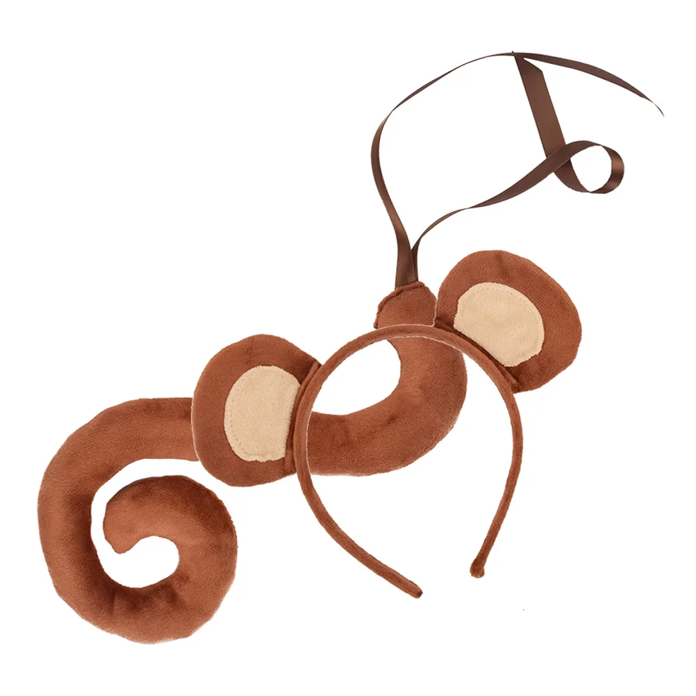 Monkey Headband Tail Baby Ear Aldult for Kids Cloth Party Costume Cosplay Decor Accessory Supplies