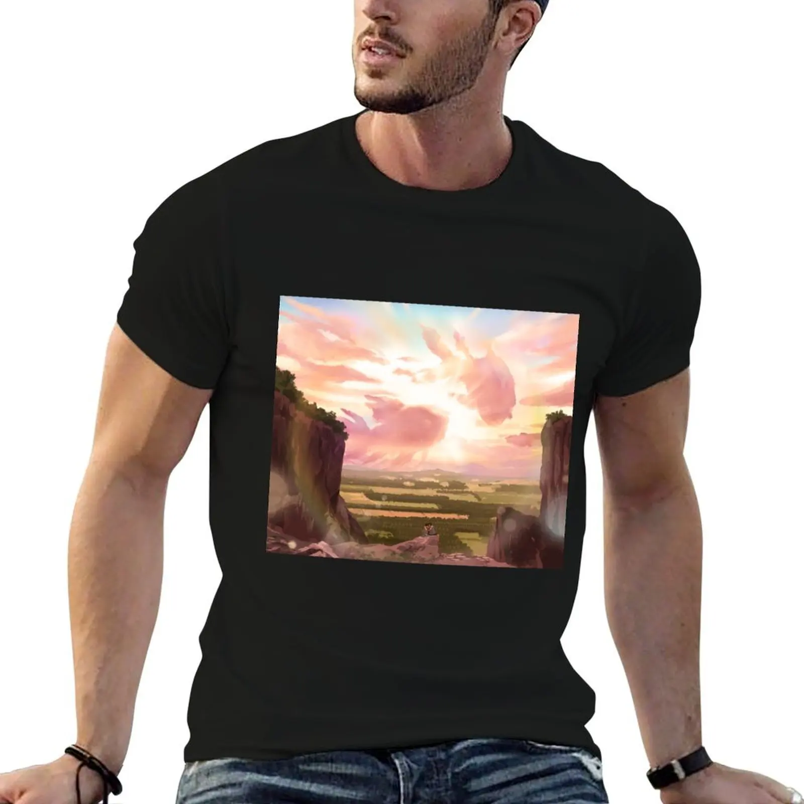 The last twilight -golden fish in the sky W T-Shirt custom t shirt oversized heavy weight t shirts for men