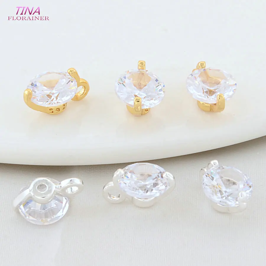 10PCS 8*11.5MM 18K Gold Color Plated and Zircon Round Charms Pendants For Necklace Jewelry Supplies Diy Accessories Wholesale