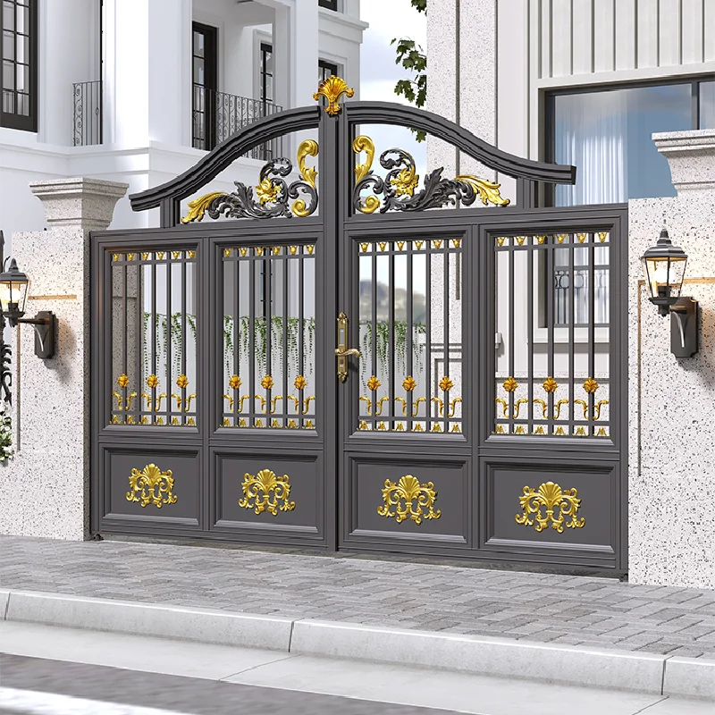 

Aluminum alloy villa courtyard gate aluminum art double-door outdoor courtyard gate fence gate