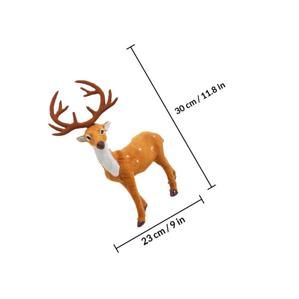 2Pcs Realistic Reindeer Decoration Set Solid Pe Faux Wool Xmas Elk Home Office Garden Balcony Living Room Bedroom Kids