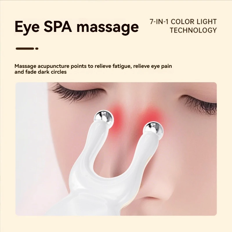 7-in-1 kleine kikker gezichtsmassage Schoonheidsapparaat Oog- en nekschoonheidsapparaat Oog- en nekkleur Licht EMS Trillingsbalmassage