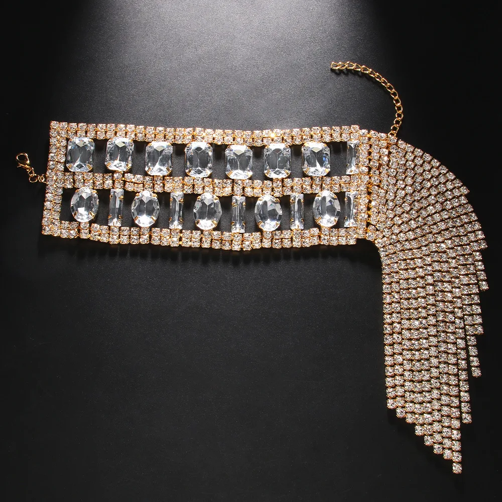 Cross-border new rhinestone bracelet, exaggerated personality full diamond tassel bracelet multi-layer accessories Bracelet