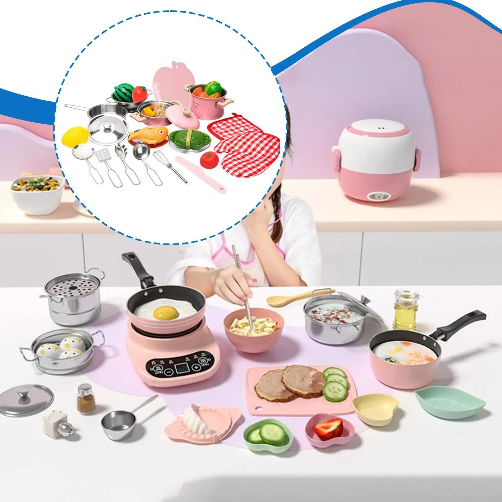 25 Pieces Kids Play Kitchen Toy Accessories Set Sturdy for Sweet Family Time Multifunctional Develop Fine Motor Skills Realistic