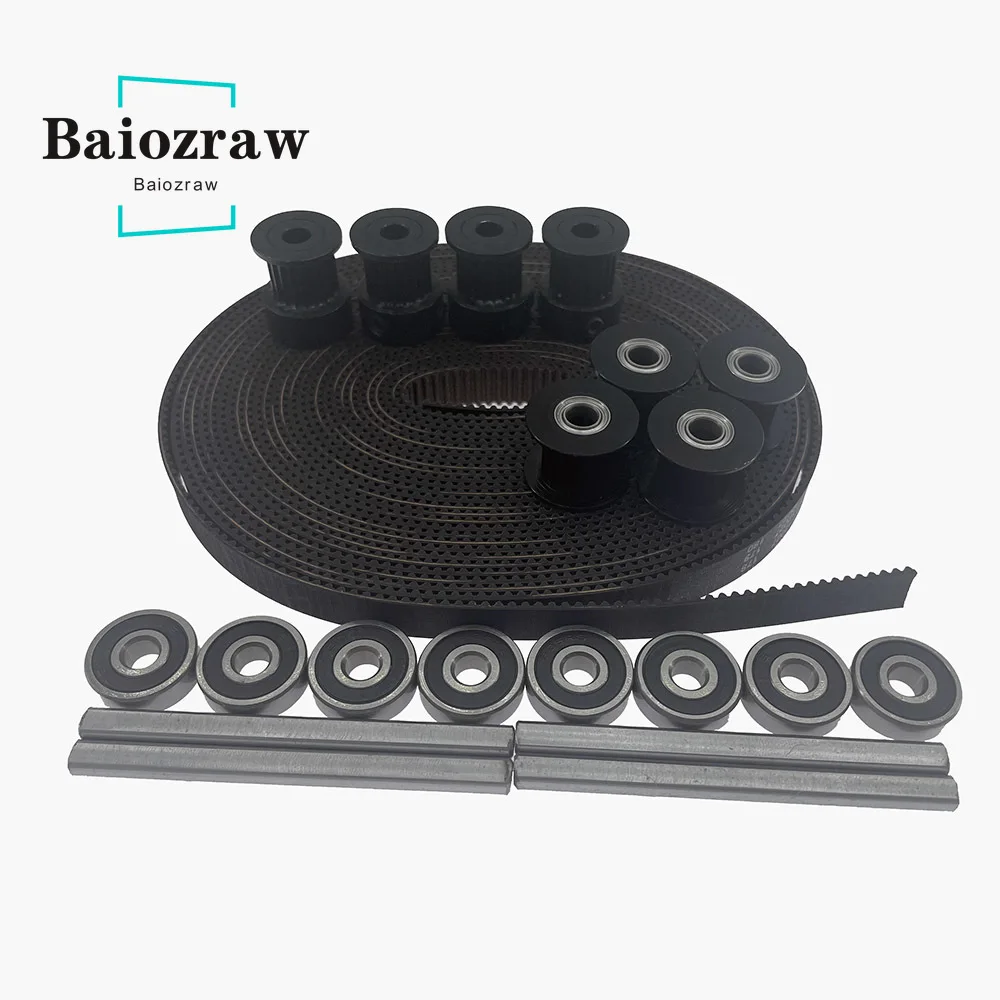 Baiozraw XY Motion Parts GT2 LL-2GT-9 RF Open Belt  2GT Pulley Grind Flat Shaft 5X60mm for Gasherbrum Annex K3 3D Printer