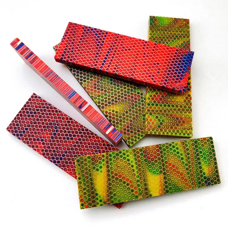 1piece 120x40x8mm C-Tek Resin Material for DIY Knife Handle Material Plate Snake Grain Honeycomb Pattern Knife Handle Patch