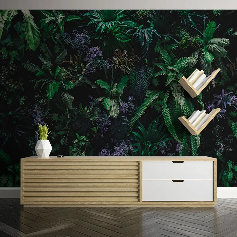 Custom Photo Mural 3D Tropical Rainforest Green Plant Leaves Wall Painting Wallpaper For Living Room Bedroom Home Decoration