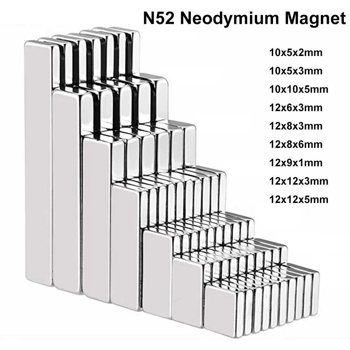 N52 NdFeB Neodymium Magnet 10x5x2 10x5x3 10x10x5 12x6x3 12x8x3 12x8x6 12x12x5mm Super Strong Permanent Magnet Fridge Magnets